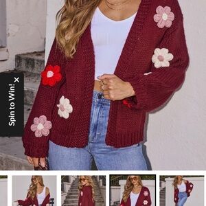 Vici Burgundy Floral Cardigan